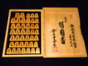 復活/會田一舟作「羽前」御蔵島黄楊虎斑盛上将棋駒　新品/一舟オリジナル直筆署名桐平箱付(KS1270)